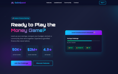 CoinQuest - responzivní šablona vstupní stránky HTML CSS JS