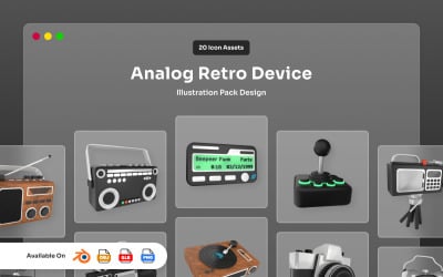 Retro Analog Device 3D Icons