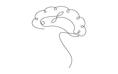 Elegant continuous line art of a human brain designed with smooth looping shapes
