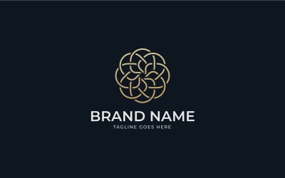Floral logo design with Flower line art template