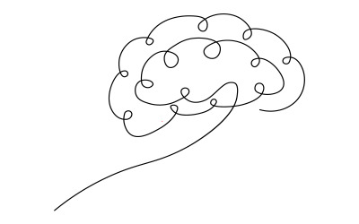 17. Disegno continuo del cervello umano su sfondo bianco
