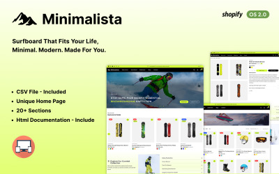 Minimalista - Modèle Shopify 2.0 pour le commerce électronique de planches de surf et d&amp;#39;accessoires de sport