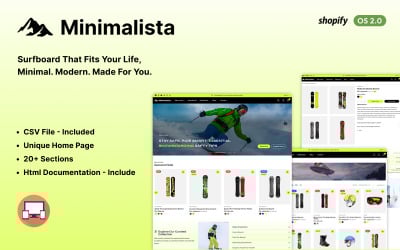 Minimalista - Modelo de loja virtual Shopify 2.0 para acessórios de surf e esportes
