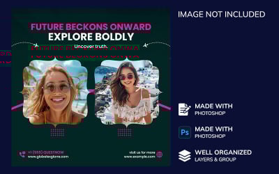 Destination travel Instagram template or online promo banner