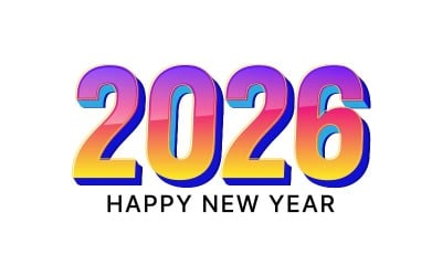 Happy new year 2026 vector design with fun 3d illustration