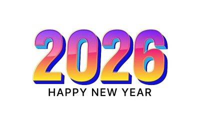 Illustration vectorielle amusante pour la nouvelle année 2026 (design vectoriel avec illustration 3D).
