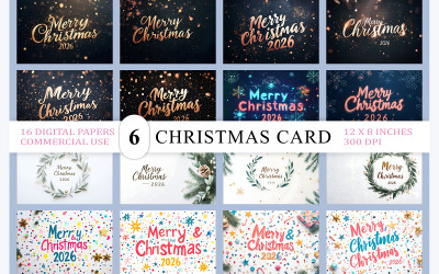 Merry Christmas 2026 Greeting Card Bundle | Elegant Merry Christmas Card Pack