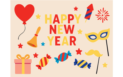 New Year Celebration Objects Collection
