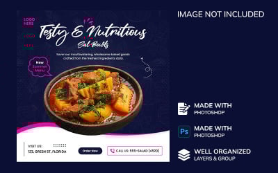 Pizza delivery social media ad and Instagram post template