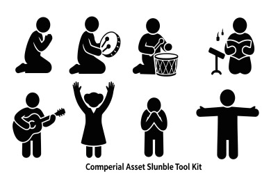 Silhouetted figures playing various musical instruments, flat vector, isolated on white background