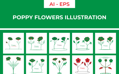 Stylized Poppy Flowers Illustration