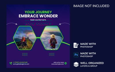 Travel agency Instagram post or holiday promo banner design