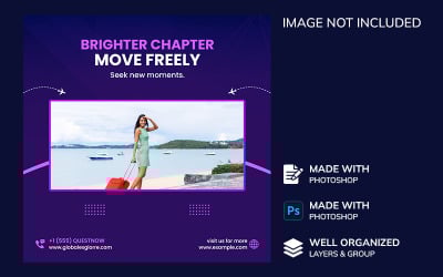 Travel and tourism Instagram banner or social post layout