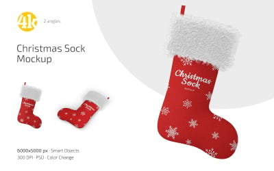 Christmas Sock Mockup PSD Template