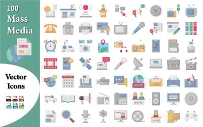 Mass Media Icons Pack | Journalism, Broadcasting, News, and Multimedia Vector Icons
