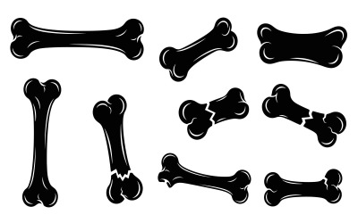 Black bone silhouettes, a stylized flat vector illustration featuring, isolated on white background