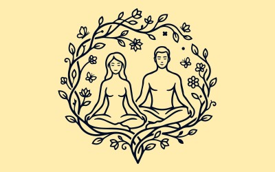 Holistisk energimeditationsikon Lyxig yogastudio varumärkeslogotyp