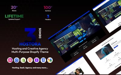 Hostora – Hosting- en creatief bureau Shopify-thema voor diverse doeleinden