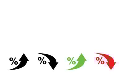 Современный набор иконок со стрелками процентов: рост, спад и индикаторы данных