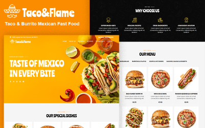 Taco&amp;amp;Flame - Modelo de Página Inicial HTML5 para Restaurante Mexicano de Fast Food com Tacos e Burritos