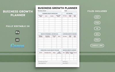Business-Wachstumsplaner – Strategie-Organizer für Wachstum, minimalistische A4-Druckvorlage