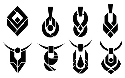 Collection of modern abstract flat design logo icons isolated on white background