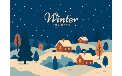 Group of Houses Against Snowy Landscape Background