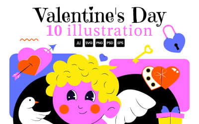 10 illustrationer för glad alla hjärtans dag