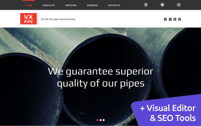 Moto CMS 3 Template namens "VXPipe - Steel Pipe Vendor" #55502