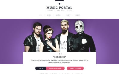Responsieve websitesjabloon voor Music Portal