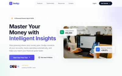 Budgy - HTML CSS JS reszponzív landing page sablon