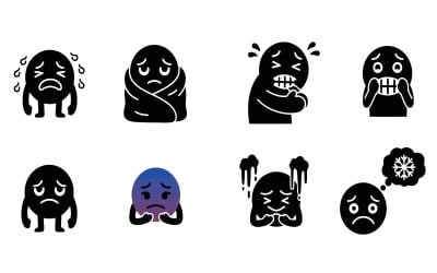 Flat design icon set of various sick and unwell characters isolated on white background