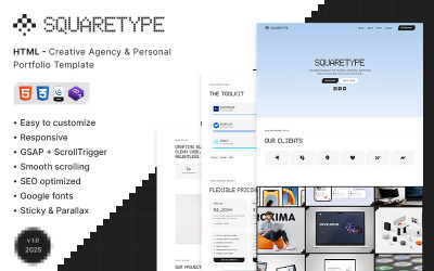 Squaretype - Kreatív ügynökség és személyes portfólió HTML sablon