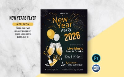 Black and Gold New Year Party Flyer