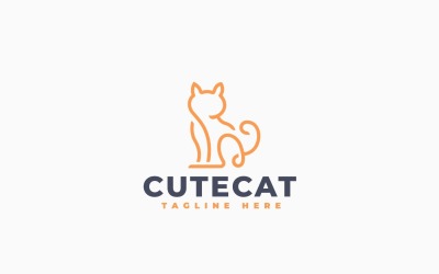 Cute Cat Logo Template Design