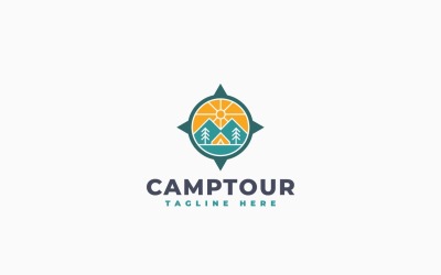 Modello di progettazione del logo per l&amp;#39;avventura in campeggio