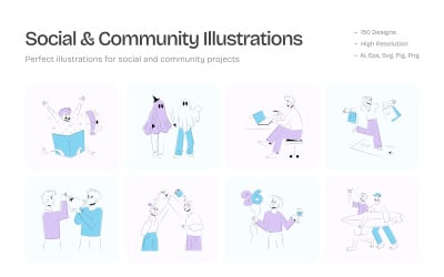 Social and Community Illustrations Bundle