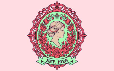 Vintage logo met ovaal frame. Hoogwaardig mode-logo-ontwerp voor kleding- en textielmerken.