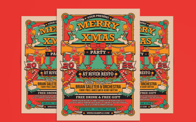 Christmas Party Celebration Flyer Poster Template