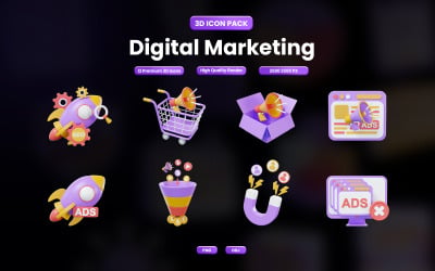 Digital Marketing 3D Icon Pack 1243