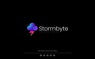 Gradient Modern Thunder Cloud Logo Design