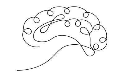 51 人脑连续单线图，白色背景