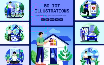 Набор иллюстраций устройств Интернета вещей