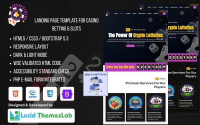 JackpotDeck Casino – prémiová HTML šablona pro kasino a hry