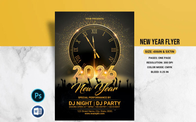 Modelo de Flyer para Festa de Ano Novo 2026
