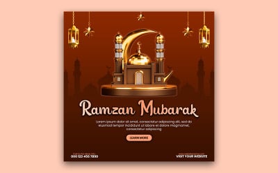 Elegant Ramzan Mubarak Social Media Post Template | Islamic Festive Design