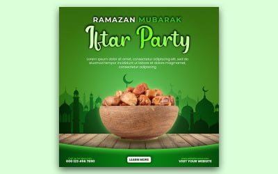 Ramazan Mubarak Iftar Party Invitation Template | Green Islamic Event Poster
