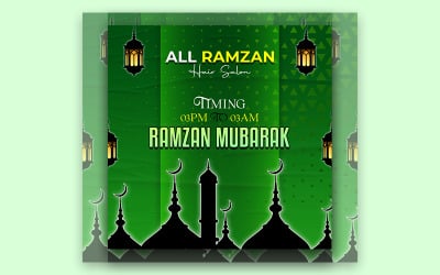 Ramzan Mubarak Hair Salon Ramadan Offer Social Media Post Template