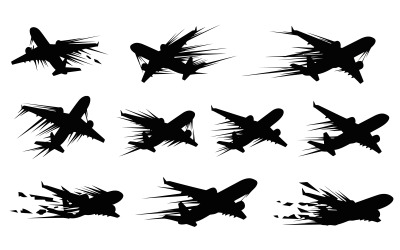 Airplane Silhouettes in Motion Vector Illustration isolated on white background