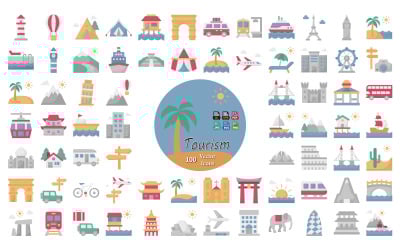 Tourism &amp;amp; Travel Icons Pack – Vacation, Transport &amp;amp; Adventure Vector Icons